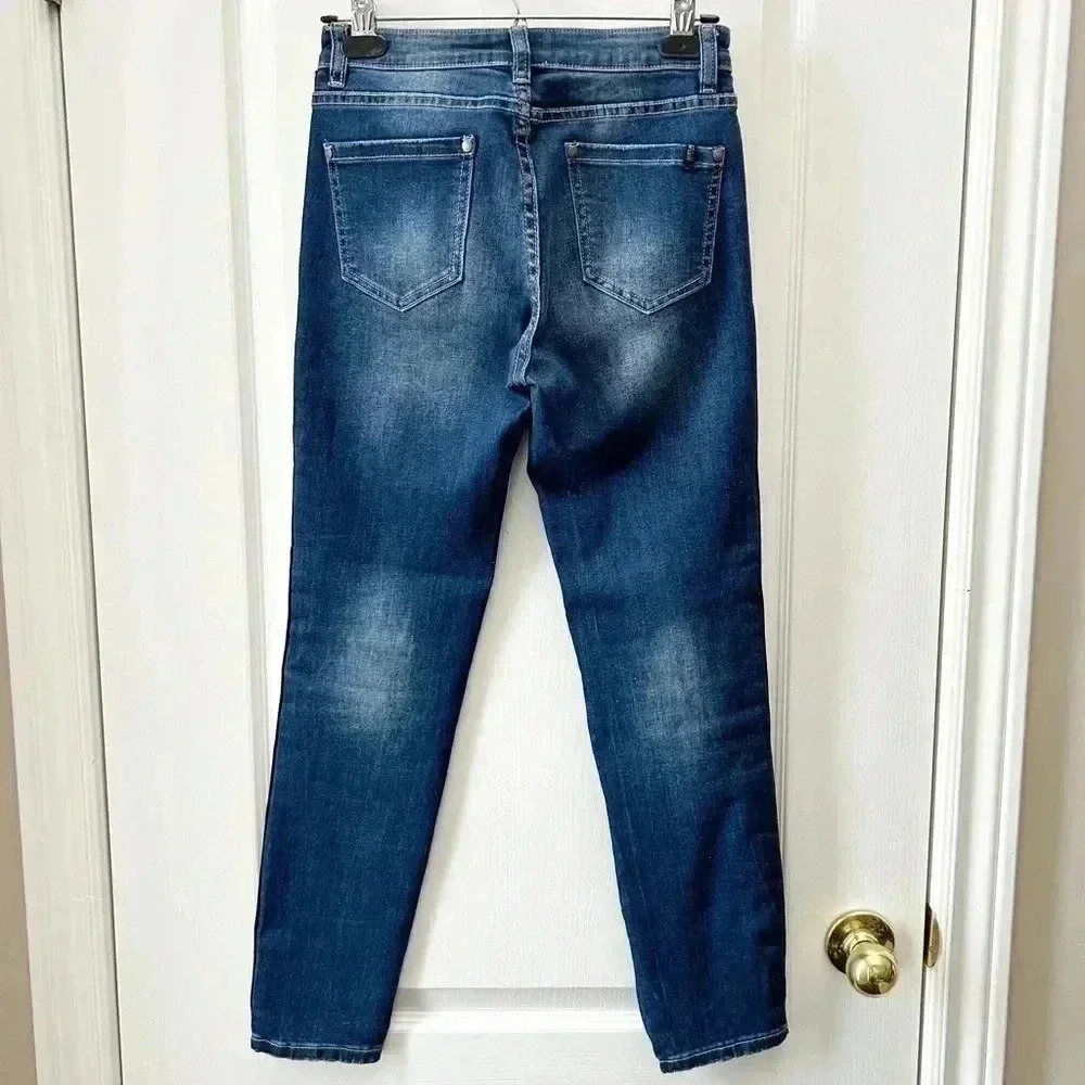 Buffalo Skinny Jeans Faith Side Stripe Mid Rise Ankle Crop Stretch Blue Size 26 - Picture 5 of 14